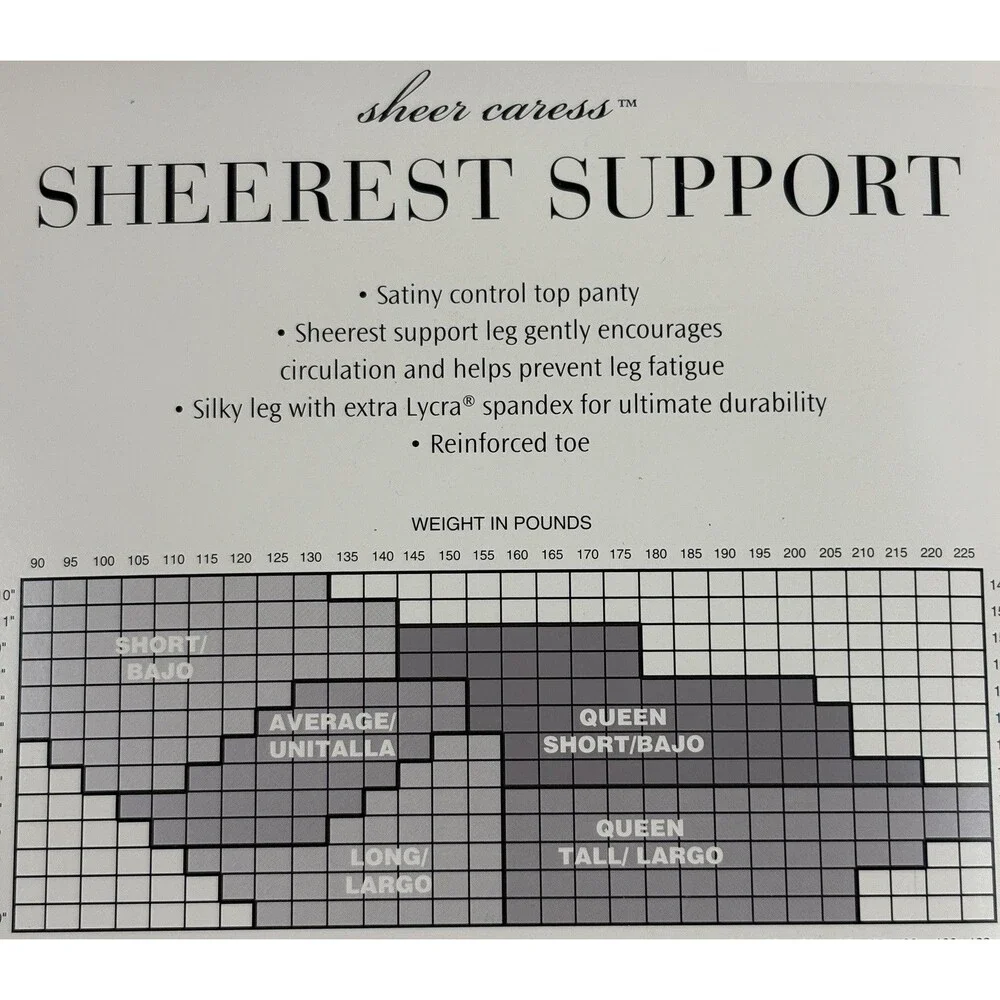 VTG JCPenney Sheer Caress Sheerest Support Pantyhose Queen Short Taupe NOS NIP